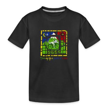 Ich lebe mein Leben EIN VIERTEL AUF EINMAL - Kinder Premium Bio T-Shirt - Schwarz - Vorne