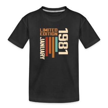 January 1981 - 1981 January Birthday Gift - Kids' Premium Organic T-Shirt - black - Front