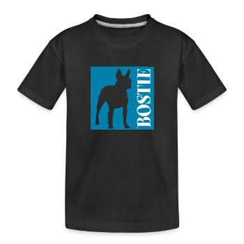 Boston Terrier Bostie Grafik mit Schriftzug - Kinder Premium Bio T-Shirt - Schwarz - Vorne