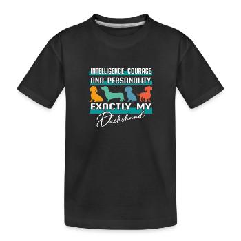 Intelligence, courage, personnalité - mon teckel - T-shirt bio Premium Enfant - noir - Devant
