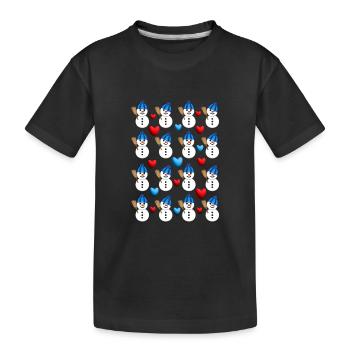 Schneemänner im Winter mit Herzen. - Kinder Premium Bio T-Shirt - Schwarz - Vorne