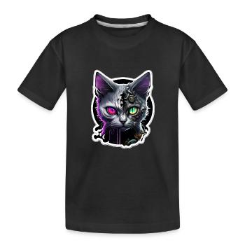 head of zombie cat - Kinder Premium Bio T-Shirt - Schwarz - Vorne