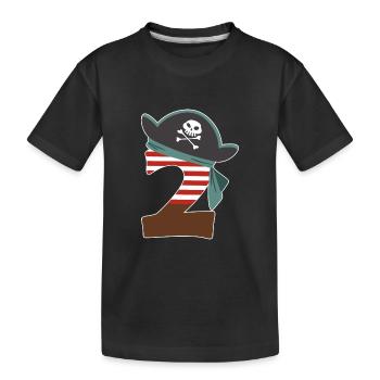 Ich bin Zwei 2 / Pirat Geburtstag Party Geschenk - Kinder Premium Bio T-Shirt - Schwarz - Vorne