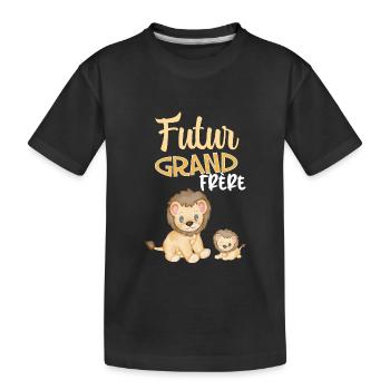 Grand frere Cadeu Petit Lion Petit Frere Bébé - T-shirt bio Premium Enfant - noir - Devant