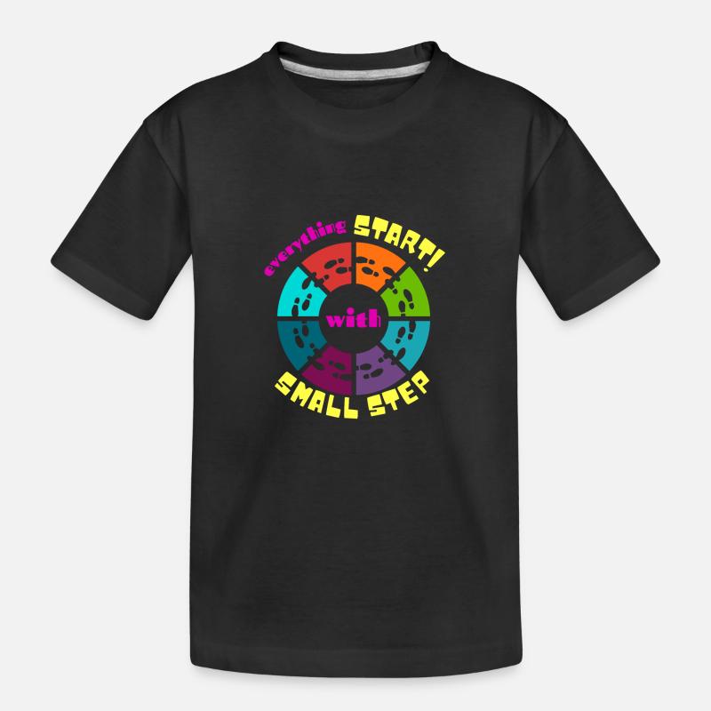 Alles fängt mit kleinen Schritten an - Kinder Premium Bio T-Shirt - Schwarz