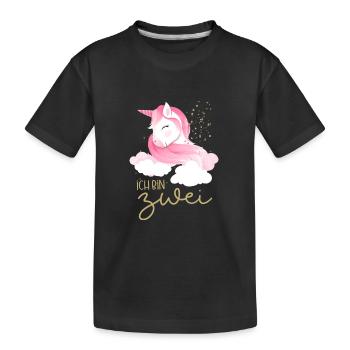 Ich bin Zwei Jahre Zweiter Geburtstag Einhorn Süß - Kinder Premium Bio T-Shirt - Schwarz - Vorne