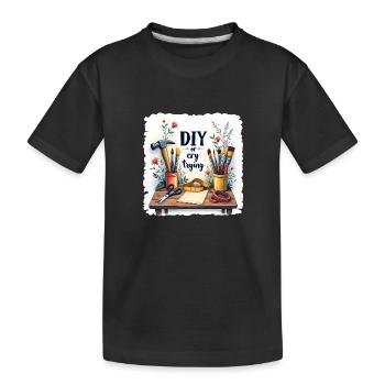 DIY or cry trying - Handwerkeln Upcycling - Kinder Premium Bio T-Shirt - Schwarz - Vorne