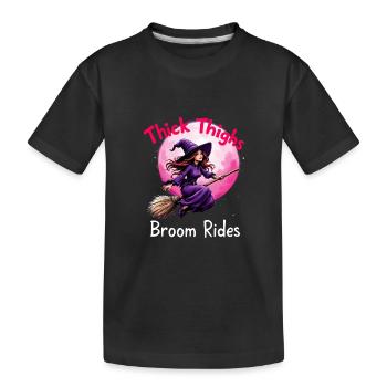cuisses épaisses Halloween balais promenades Fun sorcière Art - T-shirt bio Premium Enfant - noir - Devant