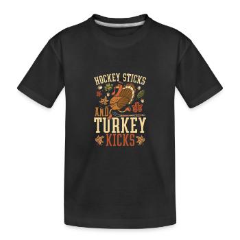 Puck Thanksgiving-Wettbewerb - Kinder Premium Bio T-Shirt - Schwarz - Vorne