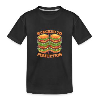 Sandwich amusant avec du jambon, de la viande, des tomates, - T-shirt bio Premium Enfant - noir - Devant