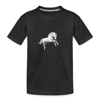 Weisses Pferd Schimmel Low Poly Logo Art Design - Kinder Premium Bio T-Shirt - Schwarz - Vorne