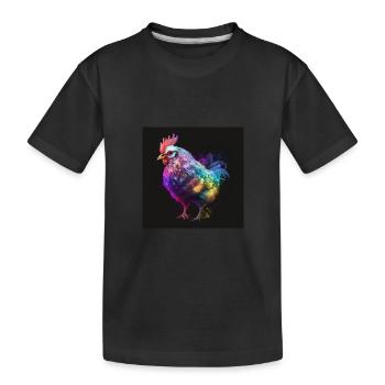 HÜBSCHER HAHN - Kinder Premium Bio T-Shirt - Schwarz - Vorne