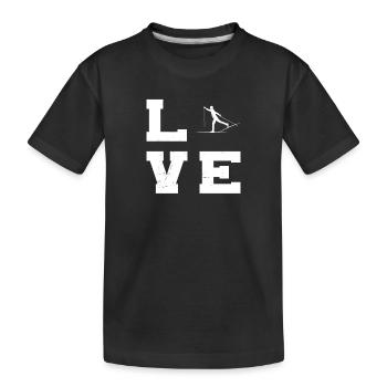 Damen Langlauf Langlauf Klassisch Langlauf Skating - Kinder Premium Bio T-Shirt - Schwarz - Vorne