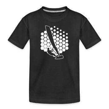Herren Windsurfen Damen Windsurfer Surfen - Kinder Premium Bio T-Shirt - Schwarz - Vorne