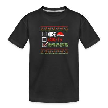Christmas Sister Nice Naughty Youngest Sister - Kids' Premium Organic T-Shirt - black - Front