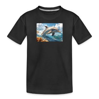 Dauphin sauteur, grand dauphin, mammifère marin - T-shirt bio Premium Enfant - noir - Devant