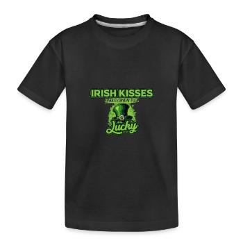 Irische Küsse sorgen jeden Tag für ein glückliches Gefühl St. Patricks - Kinder Premium Bio T-Shirt - Schwarz - Vorne