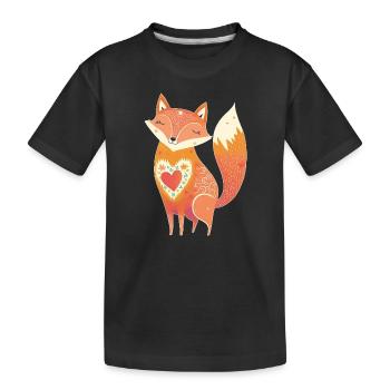 Fox Forest Animaux Amour Coeur Nature Animal Enfant Bébé - T-shirt bio Premium Enfant - noir - Devant