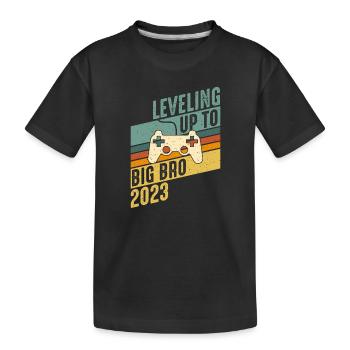 Einzelkind Level komplett Großer Bruder 2023 Gamer - Kinder Premium Bio T-Shirt - Schwarz - Vorne