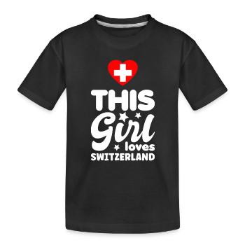 Switzerland Flag Vintage Cross Heart Swiss - Kids' Premium Organic T-Shirt - black - Front