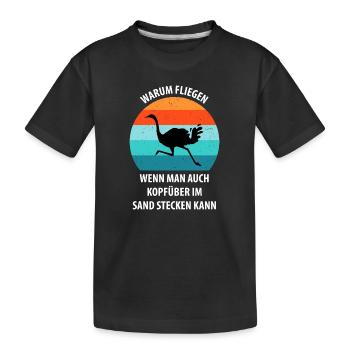 Strauß Ostrich Vogel Strauß Ornithologie - Kinder Premium Bio T-Shirt - Schwarz - Vorne