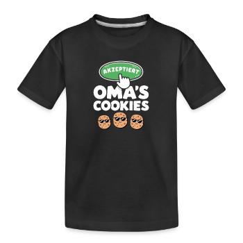 Omas Cookies Akzeptiert Lustiger Spruch Oma - Kinder Premium Bio T-Shirt - Schwarz - Vorne