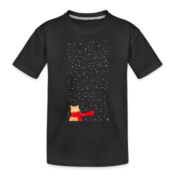 Schneekatze getigert (lang) - Kinder Premium Bio T-Shirt - Schwarz - Vorne