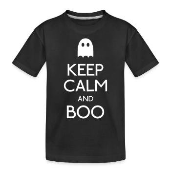 keep calm and boo - Kids' Premium Organic T-Shirt - black - Front