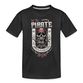 Lassen Sie die Piraten-Tricks mit dem Tattoo-Stil beginnen - Kinder Premium Bio T-Shirt - Schwarz - Vorne