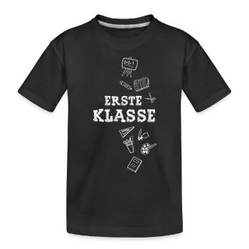 erste Klasse - Kinder Premium Bio T-Shirt - Schwarz - Vorne