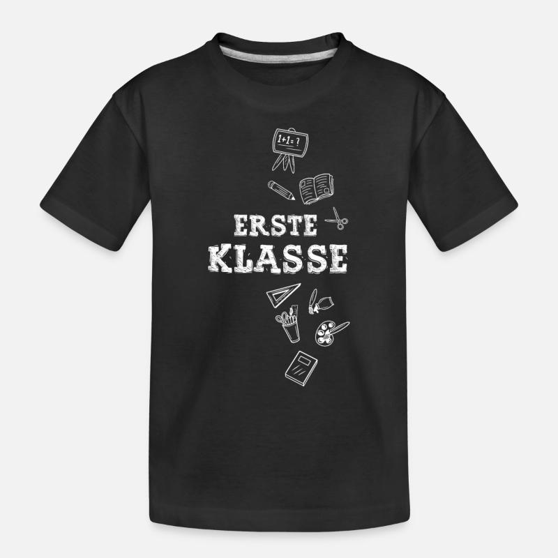 erste Klasse - Kinder Premium Bio T-Shirt - Schwarz