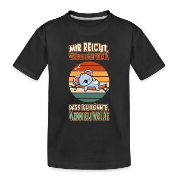 Koala Bär Chillen Faul Müde Lustlos Spruch Lustig - Kinder Premium Bio T-Shirt - Schwarz - Vorne