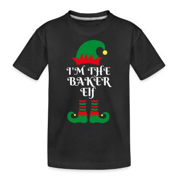 THE BAKER ELF, Santa's little helper Elf Present - Kids' Premium Organic T-Shirt - black - Front
