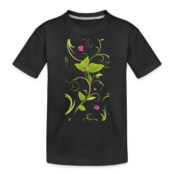 Zweig mit rosa Blüten - Kinder Premium Bio T-Shirt - Schwarz - Vorne