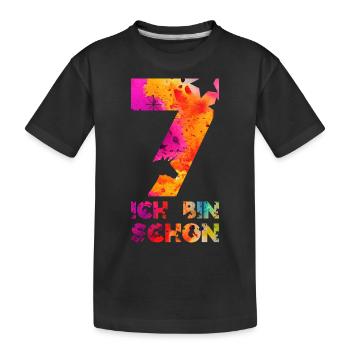 ICH BIN SCHON 7 EINHORN 7. GEBURTSTAG - Kinder Premium Bio T-Shirt - Schwarz - Vorne