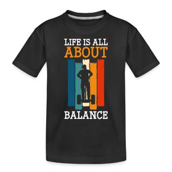 Roller Balance Schwebebrett - Kinder Premium Bio T-Shirt - Schwarz - Vorne