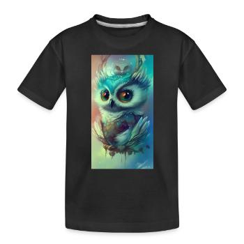 Süße Eule - Kinder Premium Bio T-Shirt - Schwarz - Vorne