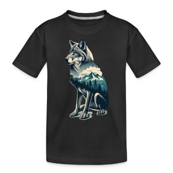 Im Einklang mit der Natur: Der Wolf des Berges - Kinder Premium Bio T-Shirt - Schwarz - Vorne