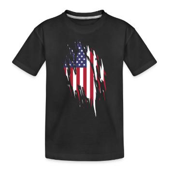 Amerikanische Flagge Retro US Amerika USA - Kinder Premium Bio T-Shirt - Schwarz - Vorne