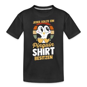 Pinguin - Kinder Premium Bio T-Shirt - Schwarz - Vorne