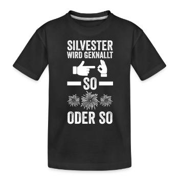 Neujahr Feuerwerk Silvester - Kinder Premium Bio T-Shirt - Schwarz - Vorne