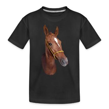 Stilisierter Pferdekopf - Kinder Premium Bio T-Shirt - Schwarz - Vorne