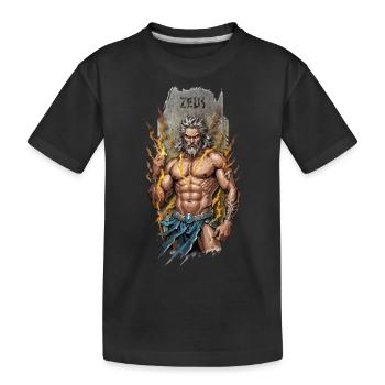 Divine Might: Zeus Wielding the Lightning Bolt - Kids' Premium Organic T-Shirt - black - Front