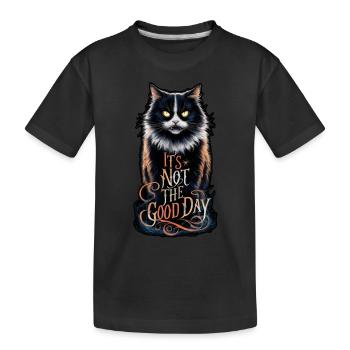 Wütende Katze - nicht am richtigen Tag - Kinder Premium Bio T-Shirt - Schwarz - Vorne