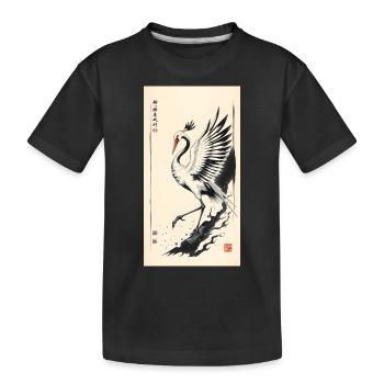 Kranich - Kinder Premium Bio T-Shirt - Schwarz - Vorne