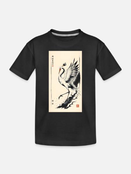 Kranich - Kinder Premium Bio T-Shirt - Schwarz