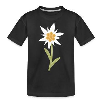 Edelweiß-Blüte - Kinder Premium Bio T-Shirt - Schwarz - Vorne