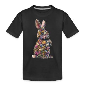 Flower Bunny - Kinder Premium Bio T-Shirt - Schwarz - Vorne