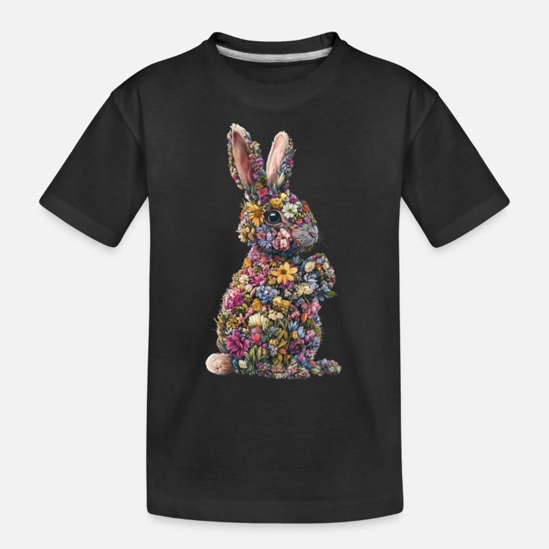 Lapin Fleur - T-shirt bio Premium Enfant - noir