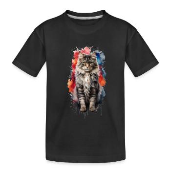 Norwegische Waldkatze - Kinder Premium Bio T-Shirt - Schwarz - Vorne